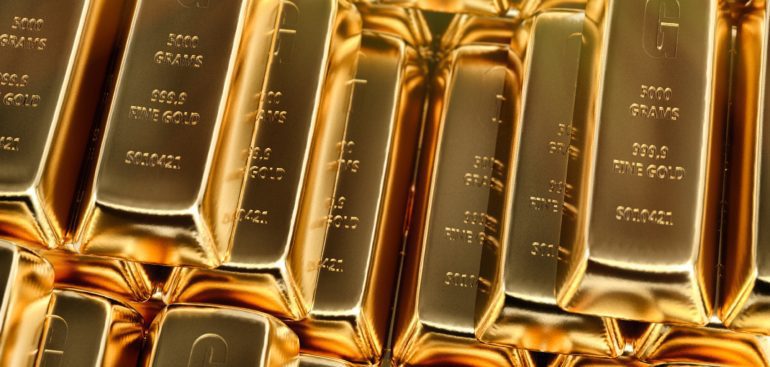Gold Bullion Stacked On Each Other